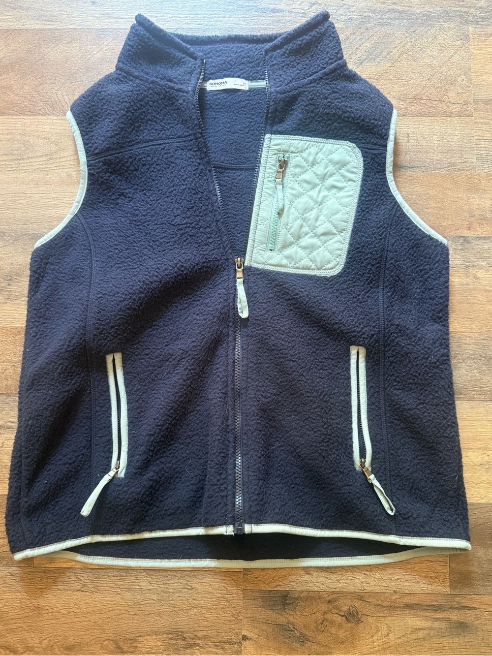 Sonoma Navy Vest with teal trim  and Quilted Chest Pocket